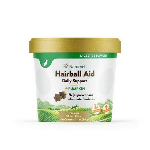 NaturVet, NaturVet Hairball Aid Plus Pumpkin Cat Soft Chew, 1 Each / 60 Count