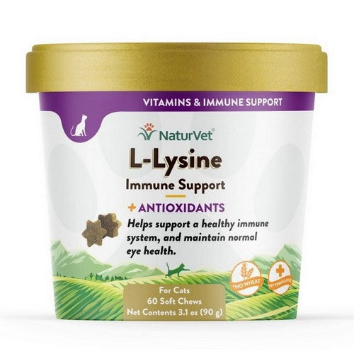 NaturVet, NaturVet L-Lysine Immune Support Plus Antioxidants Cat Soft Chews, 1 Each / 60 Count