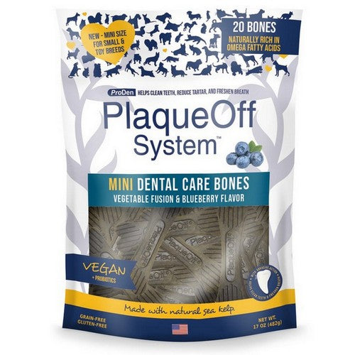 NaturVet, NaturVet Proden PlaqueOff System Dental Care Mini Dog Bones, 1 Each / 20 Count / Vegetable Fusion & Blueberry