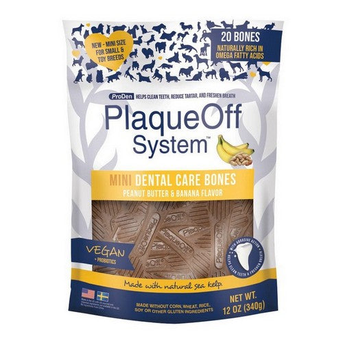 NaturVet, NaturVet Proden PlaqueOff System Dental Care Mini Dog Bones, 1 Each / 20 Count / Peanut Butter & Banana