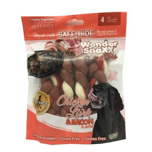 Wonder SnaXX, Wonder SnaXX Braids Dog Treats Chicken Liver & Bacon, 1 Each / 7.6 Oz, 4 Count Large