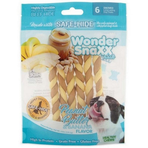 Wonder SnaXX, Wonder SnaXX Twists Peanut Butter & Banana Dog Treats Peanut Butter & Banana, 1 Each / 4.8 Oz, 6 Count, Small/Medium
