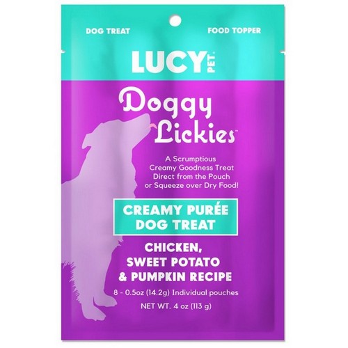 Lucy Pet Products, Lucy Pet Products Doggy Lickies Creamy Puree Dog Treat Chicken, Sweet Potato & Pumpkin, 17 Each / 4 Oz