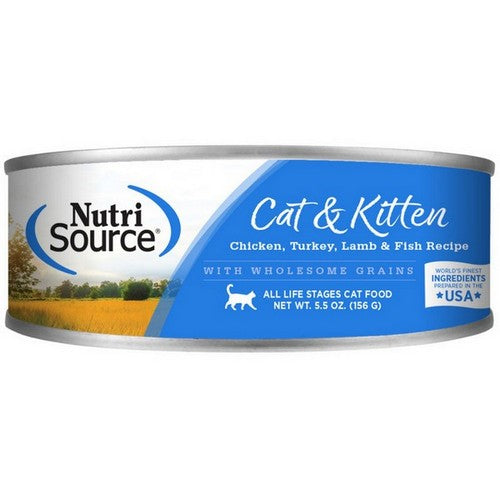 NutriSource, NutriSource Cat & Kitten All Life Stages Canned Cat Food Chicken, Turkey, Lamb & Fish, 12 Each / 5.5 Oz