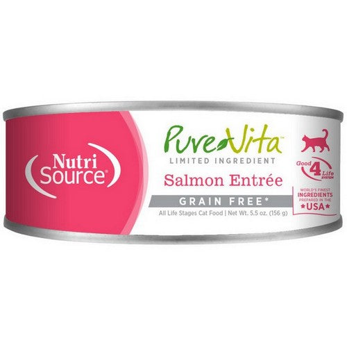 NutriSource, NutriSource PureVita LID Grain Free Canned Cat Food Salmon Entree, 12 Each / 5.5 Oz