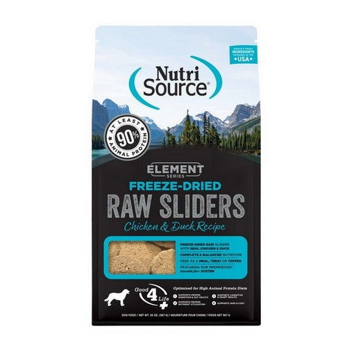 NutriSource, NutriSource Element Freeze Dried Raw Sliders Dry Dog Food Chicken & Duck, 1 Each / 20 Oz