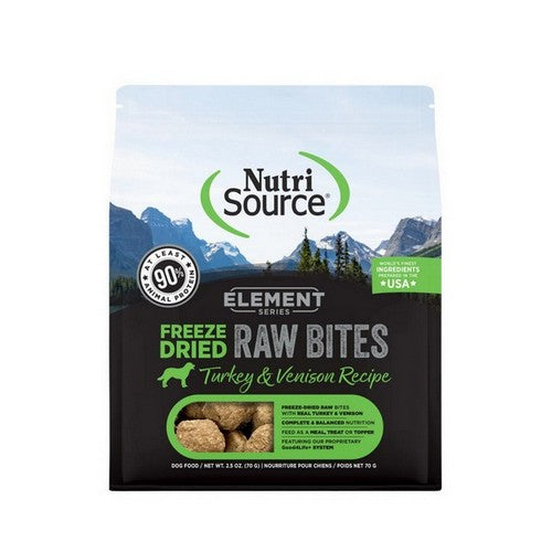 NutriSource, NutriSource Element Freeze Dried Raw Bites Dry Dog Food, 1 Each / 2.5 Oz / Turkey & Venison