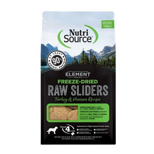 NutriSource, NutriSource Element Freeze Dried Raw Sliders Dry Dog Food, 1 Each / 20 Oz / Turkey & Venison