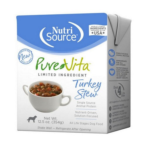 NutriSource, NutriSource PureVita LID Wet Dog Food, 12 Each / 12.5 Oz / Turkey Stew
