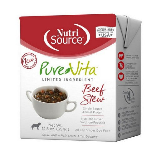NutriSource, NutriSource PureVita LID Wet Dog Food, 12 Each / 12.5 Oz / Beef Stew