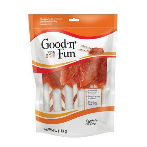 Salix, Triple Flavor Wings Dog Treats Chicken Pork And Rawhide, 4 Oz