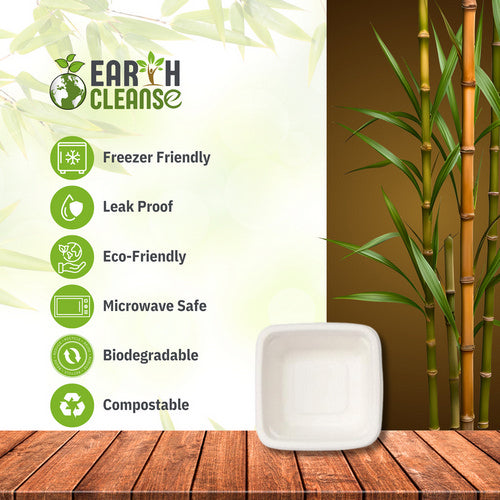 Bagasse 4-Inch Square Bowls Pack of 25 (6 Oz) by Earth Cleanse