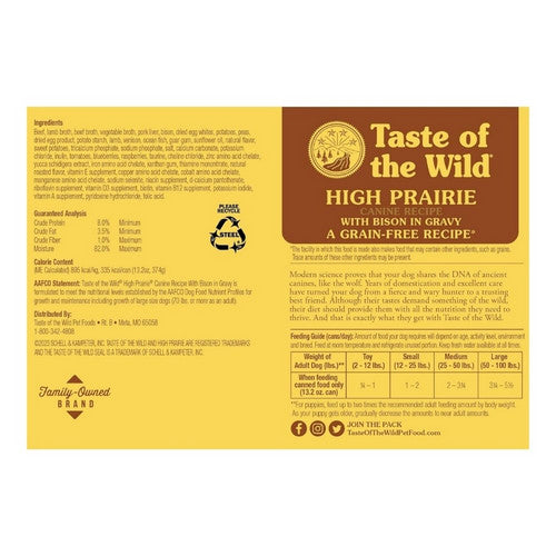 Diamond Pet Foods, Taste of the Wild High Prairie Can Dog, 13.2 Oz