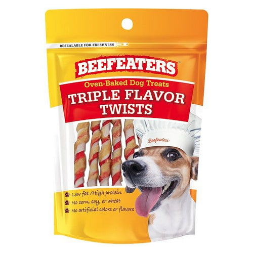 Oven Baked Triple Flavor Twists Dog Treat 1.41 oz by Beefeaters