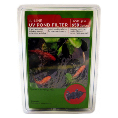 In-Line UV Pond Filter 9 Watts UV - Ponds up to 650 Gallons (For use with Pumps 400 - 800 GPH) by Beckett