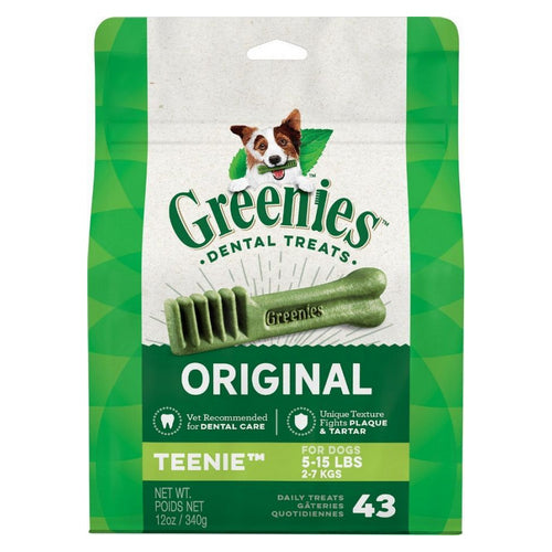 Original Dental Dog Chews Teenie - 43 Treats - (Dogs 5-15 lbs) by Greenies