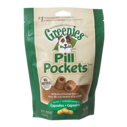 Pill Pocket Peanut Butter Flavor Dog Treats Large - 30 Treats (Capsules) by Greenies
