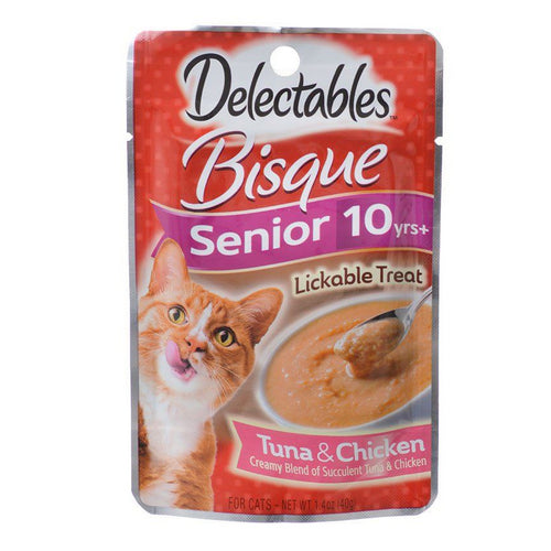 Delectables Bisque Senior Lickable Cat Treats - Tuna & Chicken 1.4 oz by Hartz