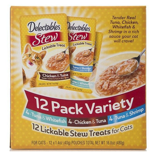 Delectables Stew Lickable Treat for Cats - Variety Pack 12 count by Hartz