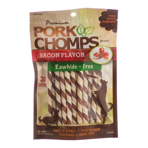 Pork Chomps Premium Pork Twistz - Bacon Mini - 30 Count by Scott Pet