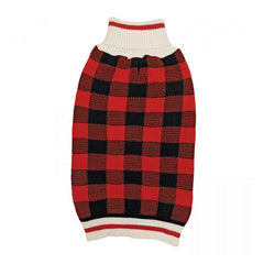 Plaid Dog Sweater - Red Medium (14"-19" Neck to Tail) by Fashion Pet