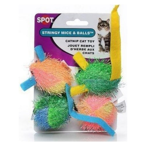 Spotnips Stringy Mice & Balls Catnip Toy 4 Pack by Spot