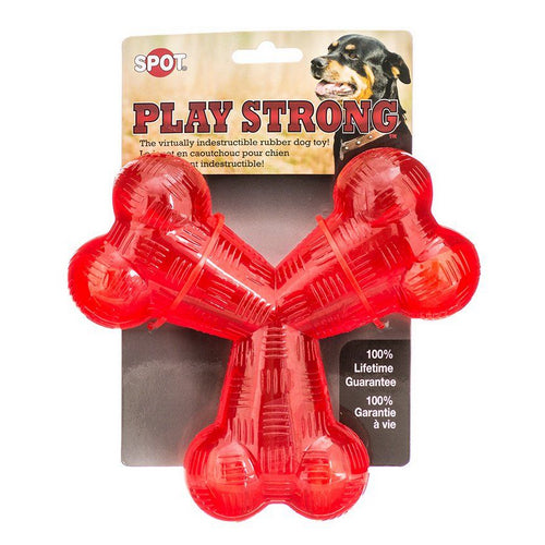 Play Strong Rubber Trident Dog Toy - Red 6" Diameter by Spot