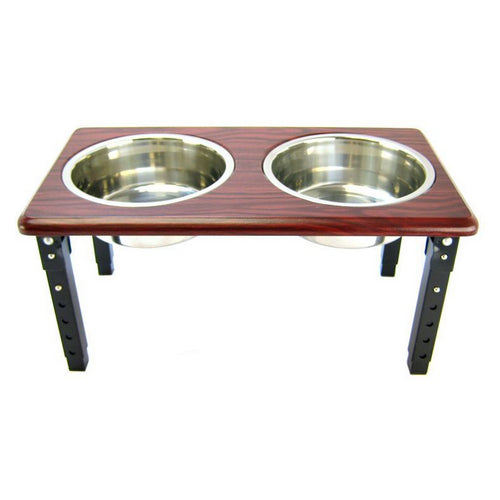 Posture Pro Double Diner - Stainless Steel & Cherry Wood 2 Quart (8"-12" Adjustable Height) by Spot