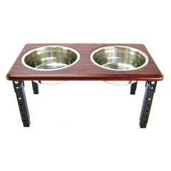 Posture Pro Double Diner - Stainless Steel & Cherry Wood 2 Quart (8"-12" Adjustable Height) by Spot