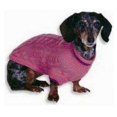 Cable Knit Dog Sweater - Pink Small (10"-14" From Neck Base to Tail) by Fashion Pet