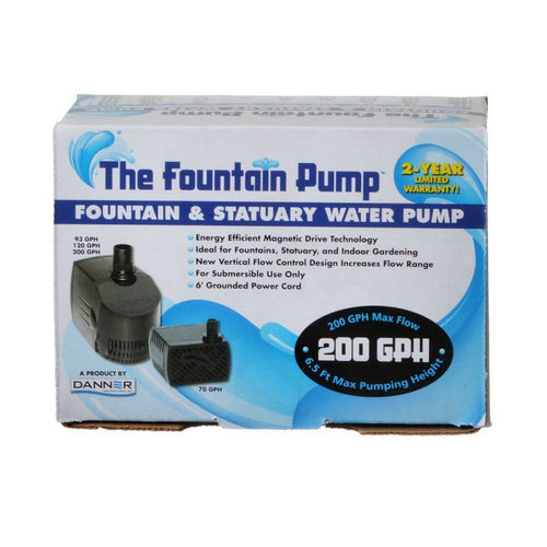 Fountain Pump Magnetic Drive Submersible Pump SP-200 (200 GPH) with 6' Cord by Danner