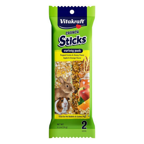 Crunch Sticks Rabbit & Guinea Pig Treats Variety Pack - Popped Grains & Apple 2 Pack by Vitakraft