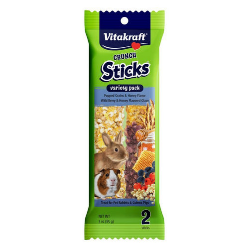 Crunch Sticks Rabbit & Guinea Pig Treats Variety Pack - Popped Grains & Wild Berry 2 Pack by Vitakraft