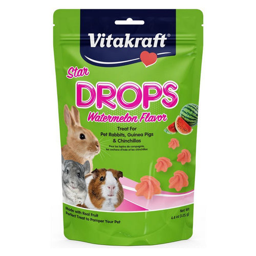 Star Drops Treat for Rabbits, Guinea Pigs & Chinchillas - Watermelon Flavor 4.4 Oz by Vitakraft