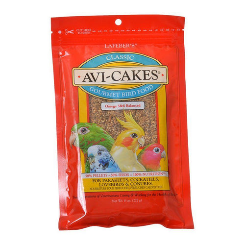 Classic Avi-Cakes Gourmet Parakeet, Cockatiel & Conure Food 8 oz by Lafeber