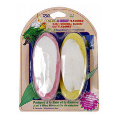 2-in-1 Mineral Block Cuttlebone - Banana & Berry Flavors 2 Pack by Penn Plax