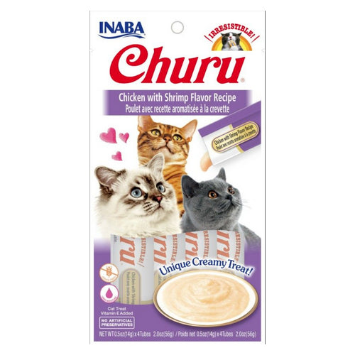 Inaba Churu Chicken with Shrimp Flavor Recipe Creamy Cat Treat 4 count by Inaba