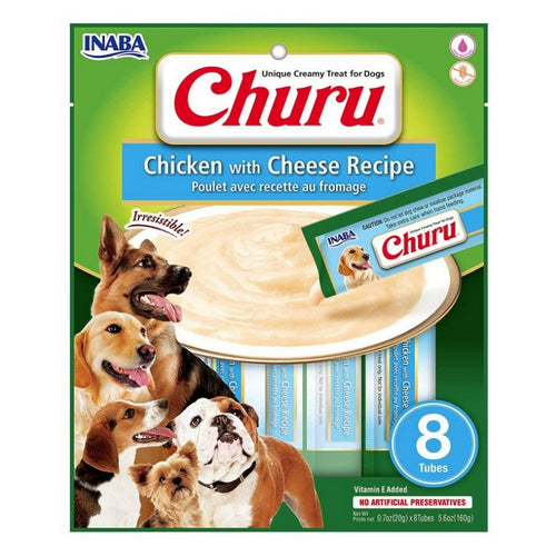 Inaba Churu Chicken with Cheese Recipe Creamy Dog Treat 8 count by Inaba