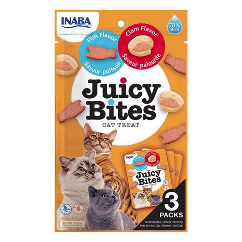 Inaba Juicy Bites Cat Treat Fish and Clam Flavor 3 count by Inaba