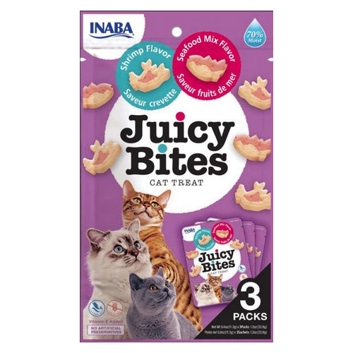 Inaba Juicy Bites Cat Treat Shrimp and Seafood Mix Flavor 3 count by Inaba