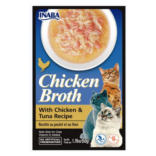 Inaba Chicken Broth with Chicken and Tuna Recipe Side Dish for Cats 1.76 oz by Inaba