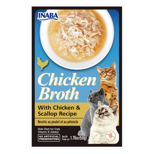 Inaba Chicken Broth with Chicken and Scallop Recipe Side Dish for Cats 1.76 oz by Inaba