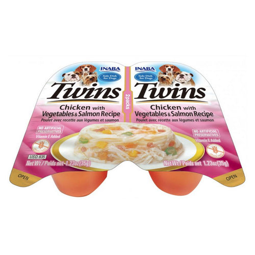 Inaba Twins Chicken with Vegetables and Salmon Recipe Side Dish for Dogs 2 count by Inaba