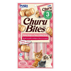 Inaba Churu Bites Cat Treat Chicken Recipe wraps Tuna with Salmon Recipe 3 count by Inaba