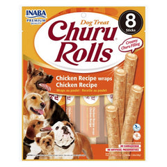 Inaba Churu Rolls Dog Treat Chicken Recipe wraps Chicken Recipe 8 count by Inaba