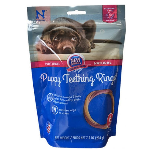 N-Bone Puppy Teething Rings Blueberry Flavor 6 count by N-Bone