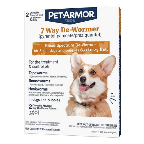 PetArmor 7 Way De-Wormer for Small Dogs and Puppies (6-25 Pounds) 2 count by PetArmor