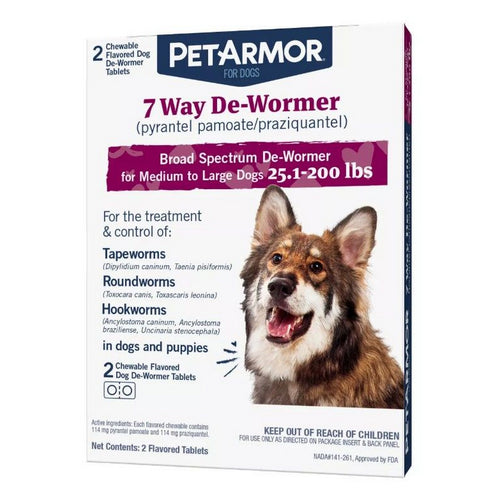 PetArmor 7 Way De-Wormer for Medium to Large Dogs (25.1-200 Pounds) 2 count by PetArmor