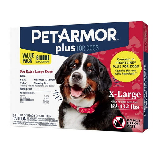 PetArmor Plus Flea and Tick Treatment for X-Large Dogs (89-132 Pounds) 6 count by PetArmor