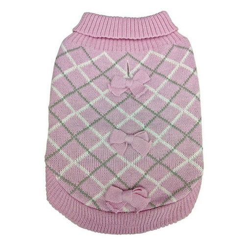 Fashion Pet Pretty in Plaid Dog Sweater Pink X-Small by Fashion Pet